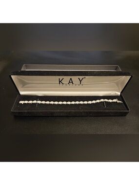 Kay Jewelers Silver Clear Stone Tennis Bracelet